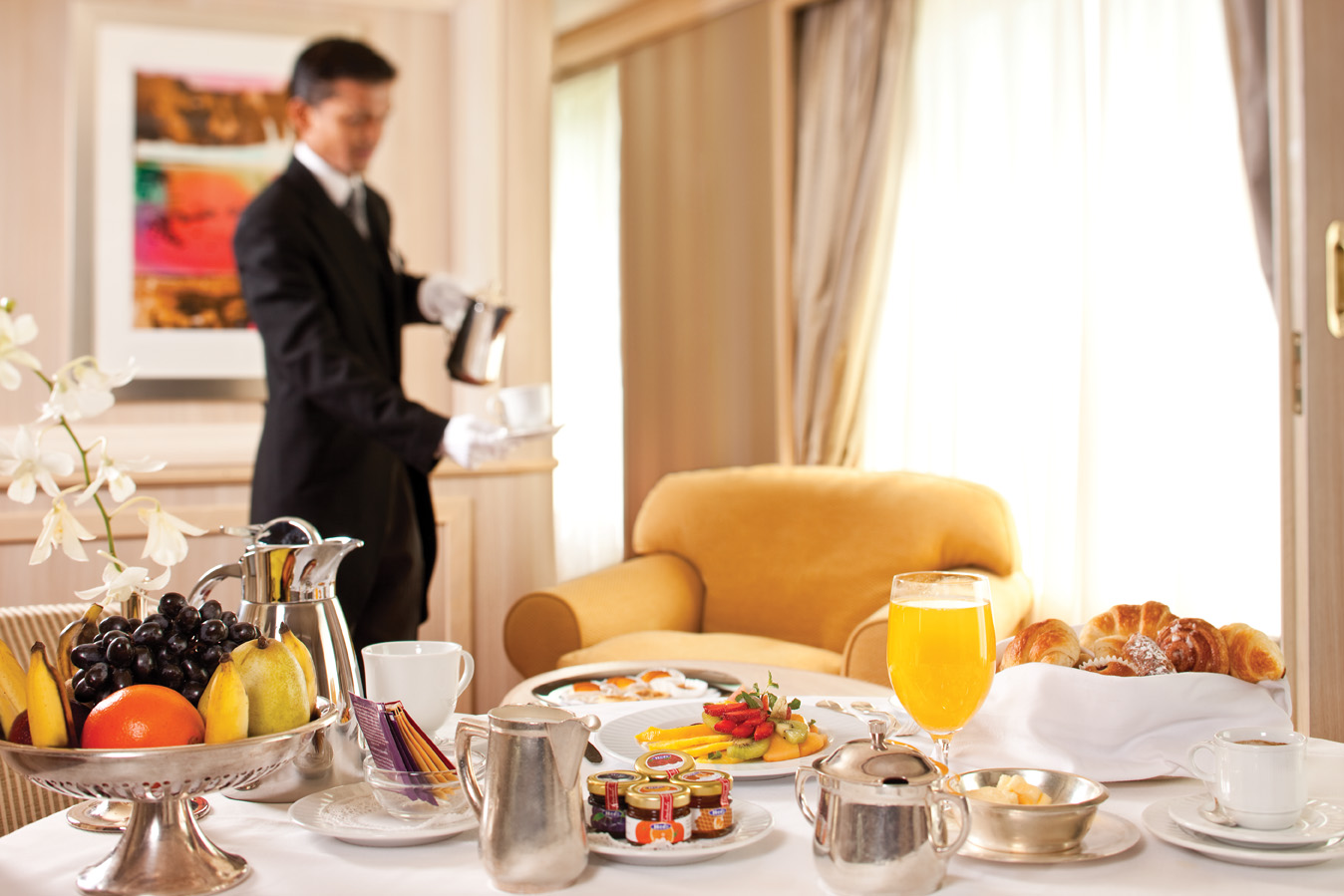 Butler Breakfast in Suite - Room 741 - Deck 7 Midship Silver Wind - Silversea Cruises